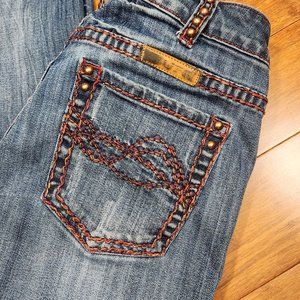 Stylish Blue Jeans with Red Stitching